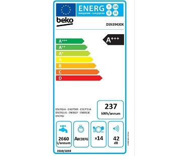 Beko DSN 39430 X spotřeba energie